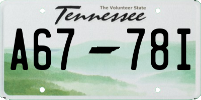 TN license plate A6778I
