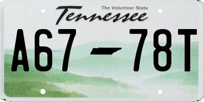 TN license plate A6778T