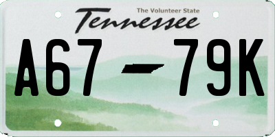 TN license plate A6779K