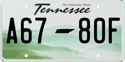 TN license plate A6780F