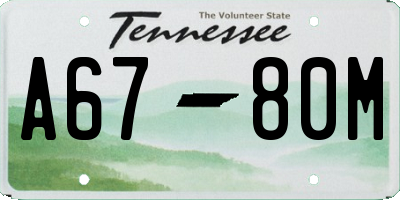 TN license plate A6780M