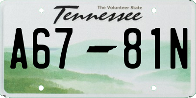 TN license plate A6781N