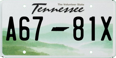 TN license plate A6781X