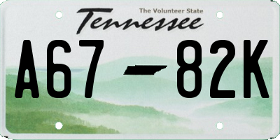 TN license plate A6782K