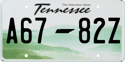 TN license plate A6782Z