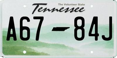 TN license plate A6784J