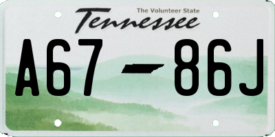 TN license plate A6786J