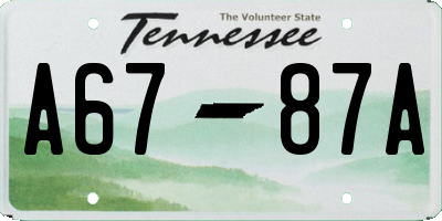 TN license plate A6787A