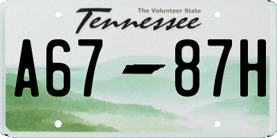 TN license plate A6787H