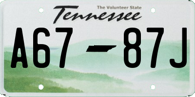 TN license plate A6787J
