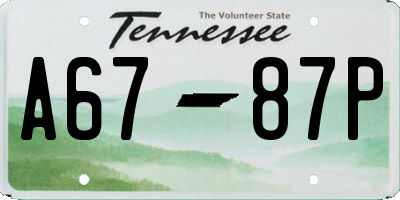 TN license plate A6787P