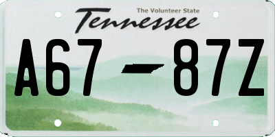 TN license plate A6787Z