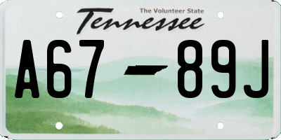 TN license plate A6789J