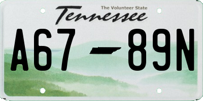 TN license plate A6789N