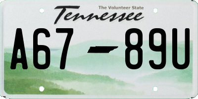 TN license plate A6789U