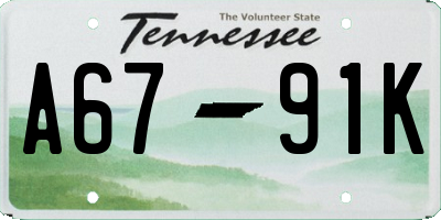 TN license plate A6791K