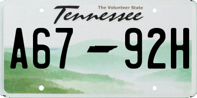 TN license plate A6792H