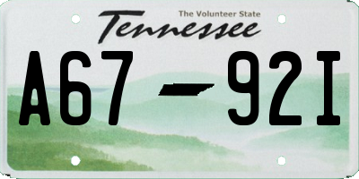 TN license plate A6792I