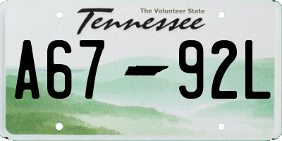 TN license plate A6792L