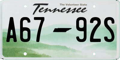 TN license plate A6792S