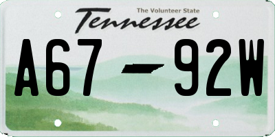 TN license plate A6792W