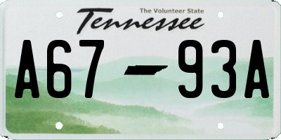 TN license plate A6793A