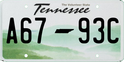 TN license plate A6793C