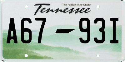 TN license plate A6793I