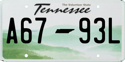 TN license plate A6793L