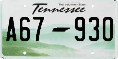 TN license plate A6793O