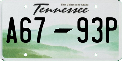 TN license plate A6793P