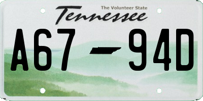 TN license plate A6794D