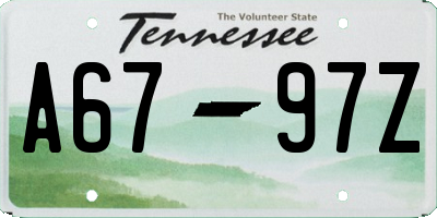 TN license plate A6797Z