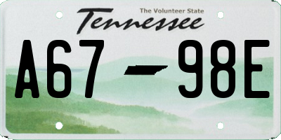 TN license plate A6798E