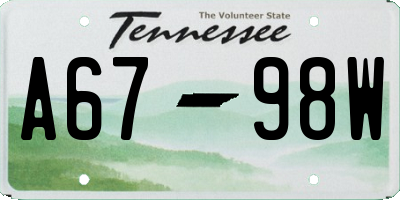 TN license plate A6798W