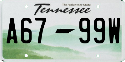 TN license plate A6799W