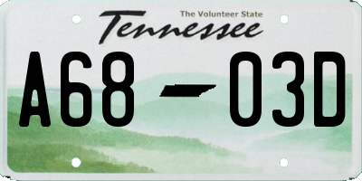 TN license plate A6803D