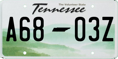TN license plate A6803Z