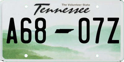 TN license plate A6807Z