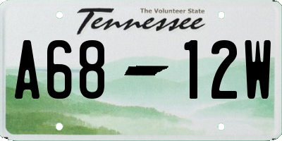 TN license plate A6812W