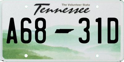TN license plate A6831D
