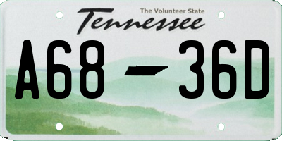 TN license plate A6836D