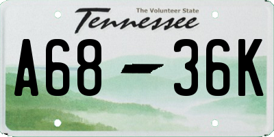 TN license plate A6836K