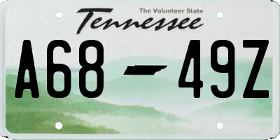 TN license plate A6849Z