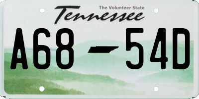 TN license plate A6854D