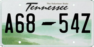 TN license plate A6854Z