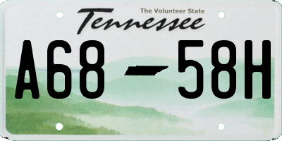 TN license plate A6858H