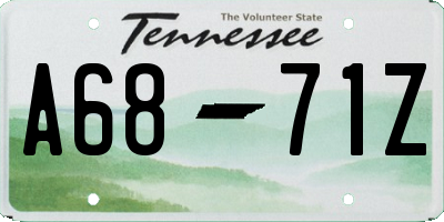TN license plate A6871Z