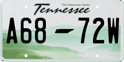 TN license plate A6872W