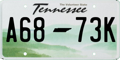 TN license plate A6873K